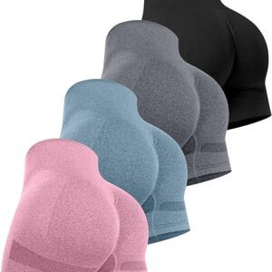 CHRLEISURE Women's 4 Packs Workout Gym Shorts