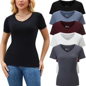 5 Pack Womens T Shirts Short